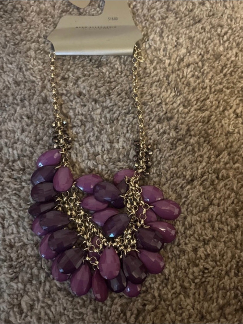 Kohl's Purple Teardrop Bib Necklace with Gold-Tone Chain